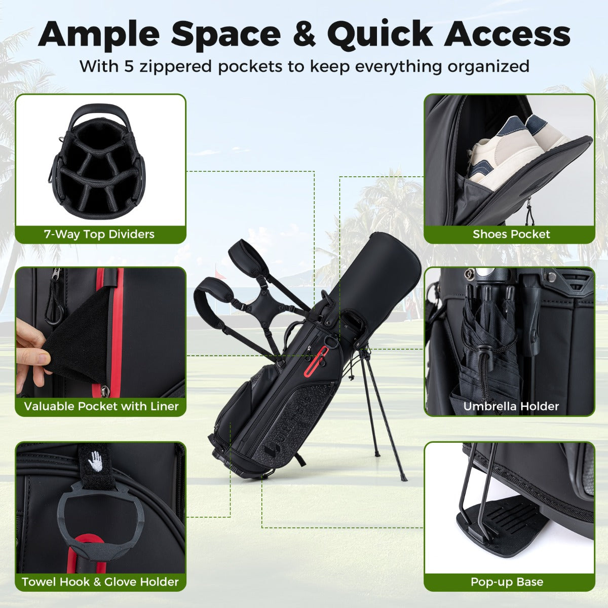 Livsk costway complete golfset voor heren 11 clubs regenhoes en opvouwbare standaard 3