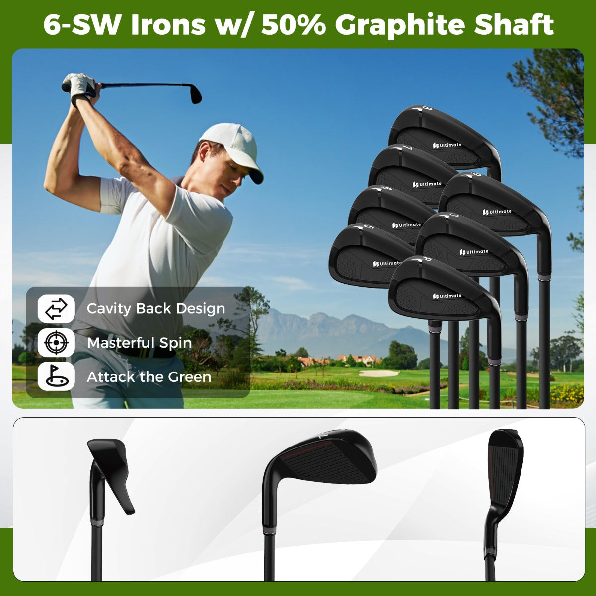 Livsk costway complete golfset voor heren bestaande uit 11 clubs regenhoezen en een opvouwbare standaard 5