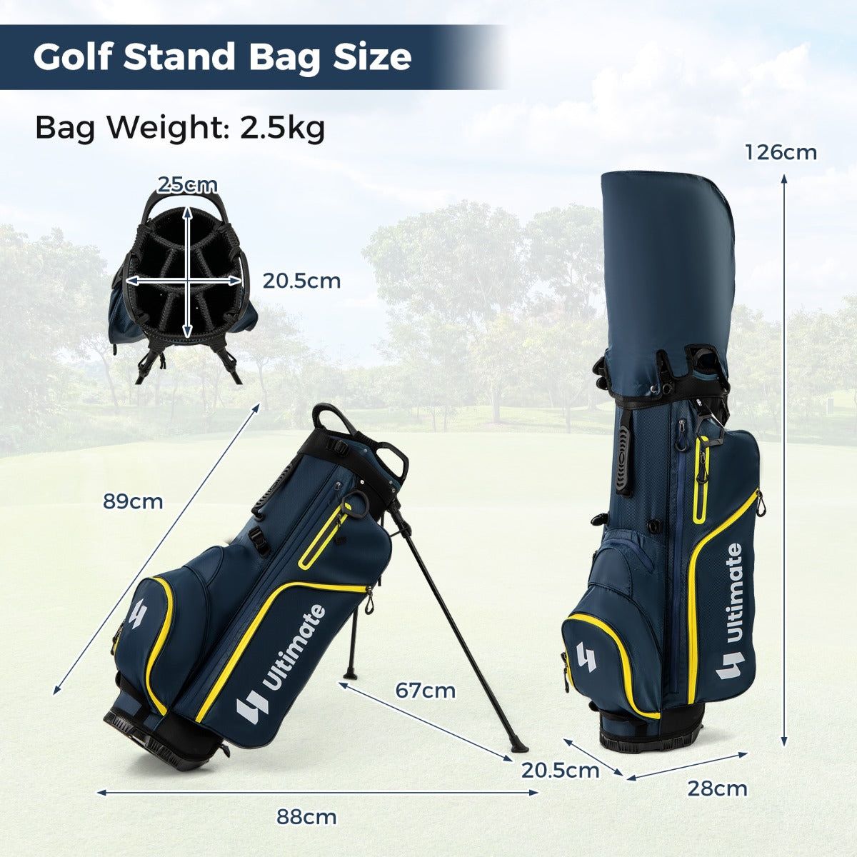 LIVSK 15-delige Golfset voor Heren - Graphite Shafts - Cavity Back IJzers - Mallet Putter - Golftas met Statief - Geel +