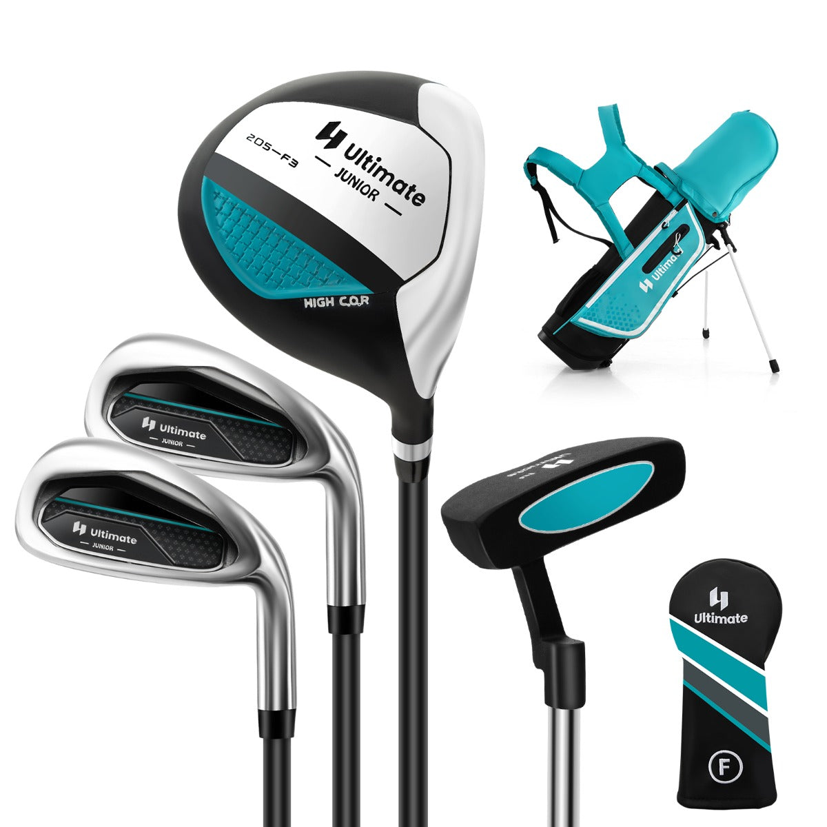 LIVSK Complete Junior Golfclubs Set voor Kinderen 5-7 Jaar - Inclusief #3 Fairway, #7 & S Ijzers, Putter - Driepootstas met