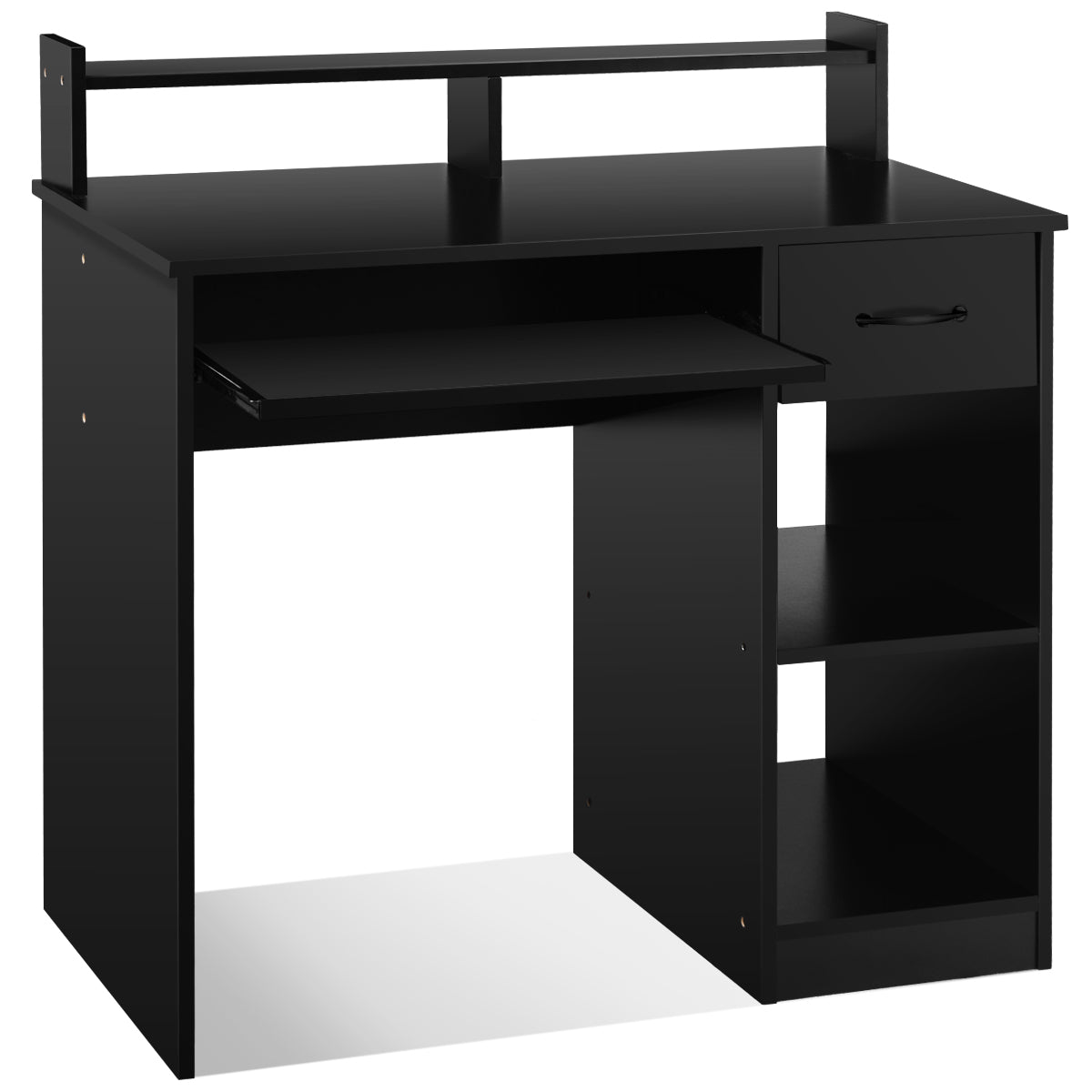 LIVSK Computerbureau met Opberglade - Compact en Stabiel - Uitschuifbare Toetsenbordlade - Extra Planken - 90 x 48 x 91,5 cm -