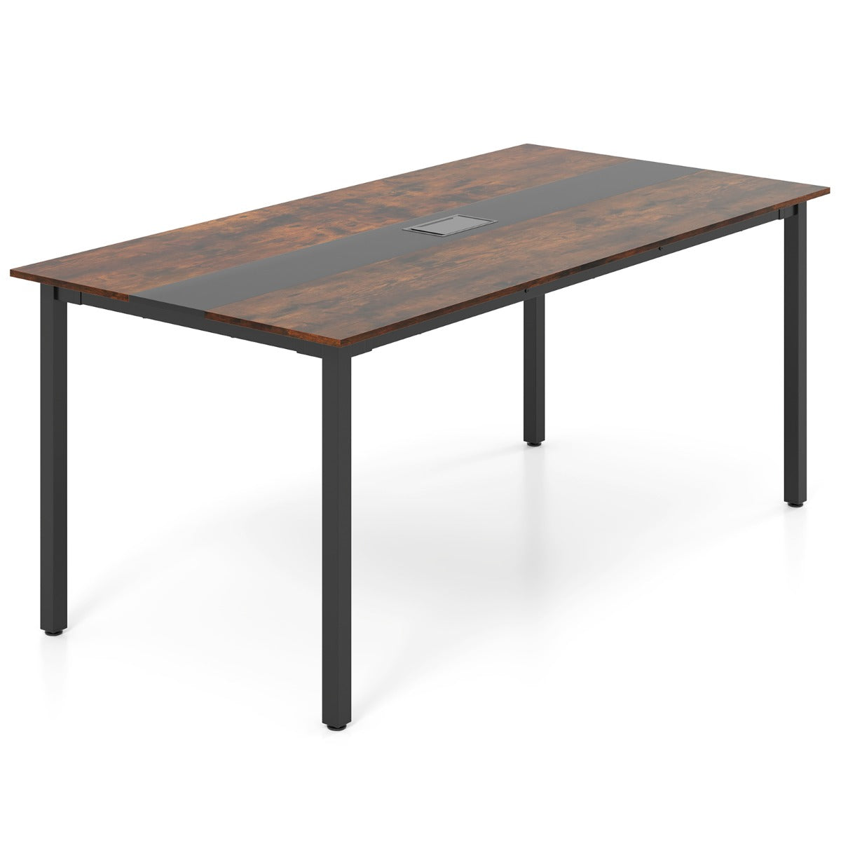 Livsk costway conferentietafel vergadertafel 180 x 90 cm rechthoekige seminarwerktafel met kabelmanagement voor kantoor vergaderruimte 1 1