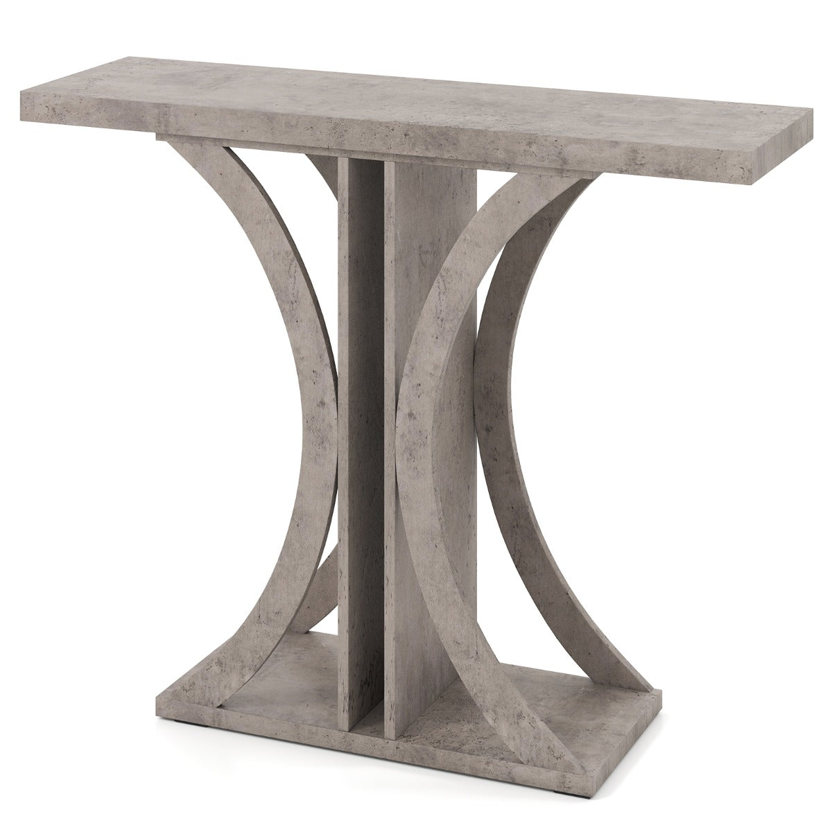Livsk costway console 100 cm rechthoekige haltafel met geometrisch onderstel industriele salontafel achter de bank haltafel grijs 1