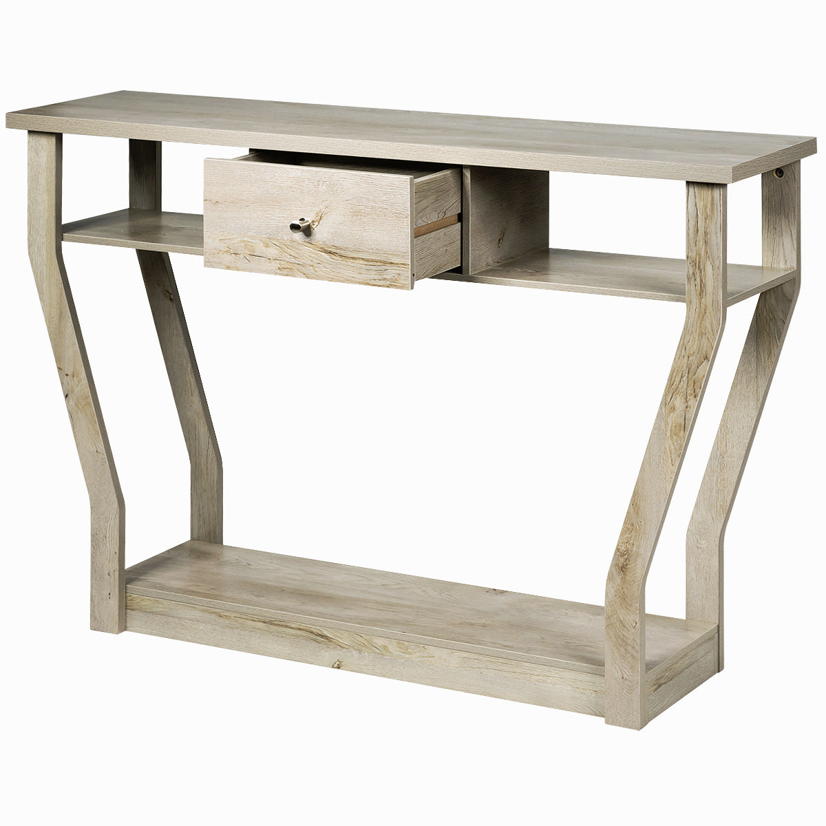 LIVSK Consoletafel - Hoogwaardig MDF - Veel Opbergruimte met Planken en Lade - Stabiel en Duurzaam - Grijs