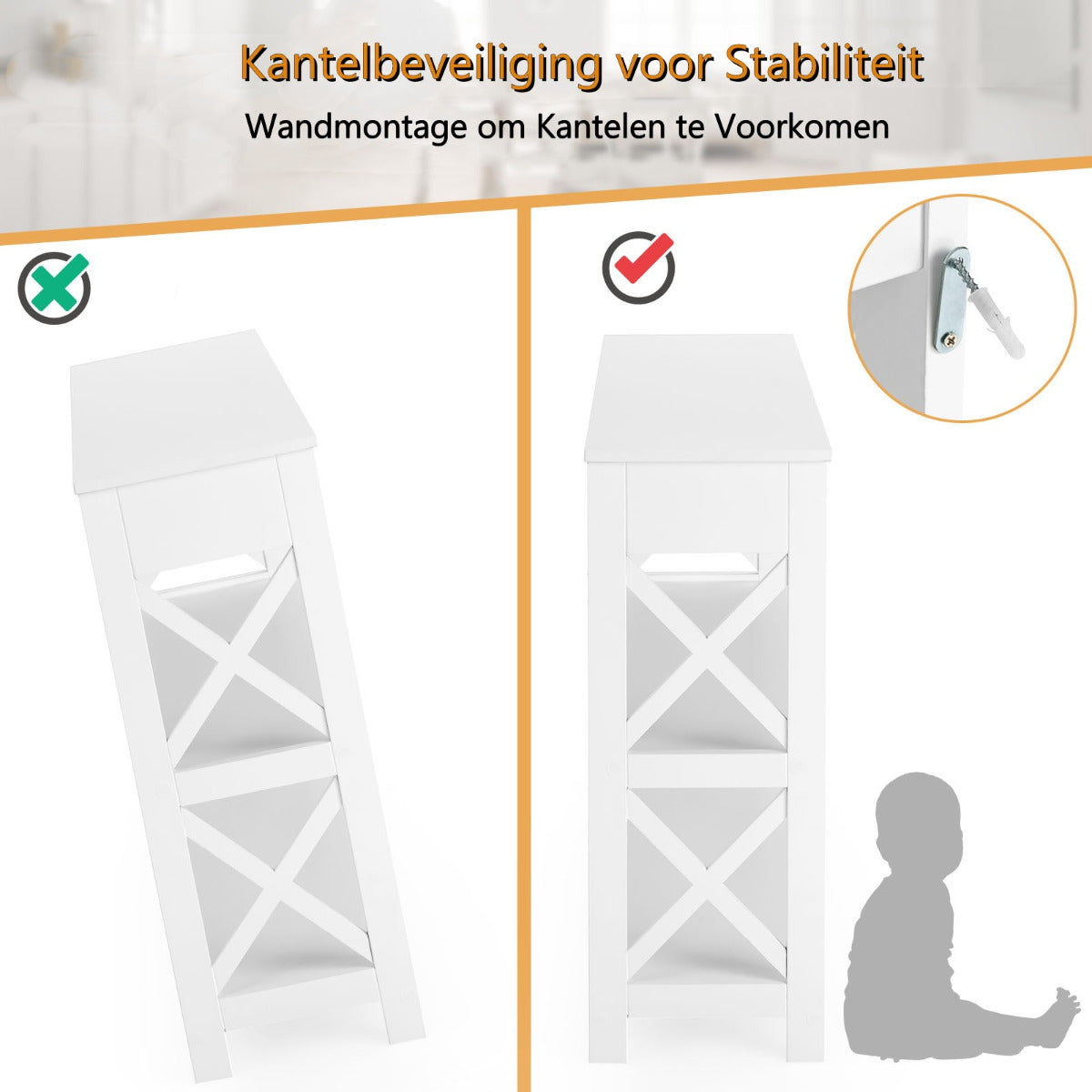 LIVSK Consoletafel met 3 Lagen - Ruime Opbergruimte - Stevige MDF Constructie - Multifunctioneel - 100 x 30 x 80 cm - Wit