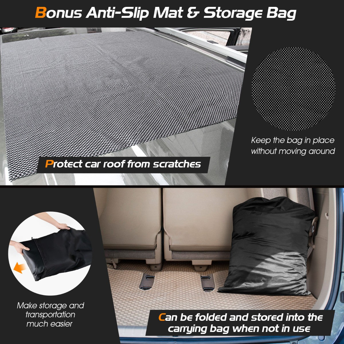 LIVSK Waterdichte Autodaktas 560 L - Voor Alle Voertuigen - Inclusief Deurhaken en Antislipmat - 132 x 100 x 43 cm - Zwart en