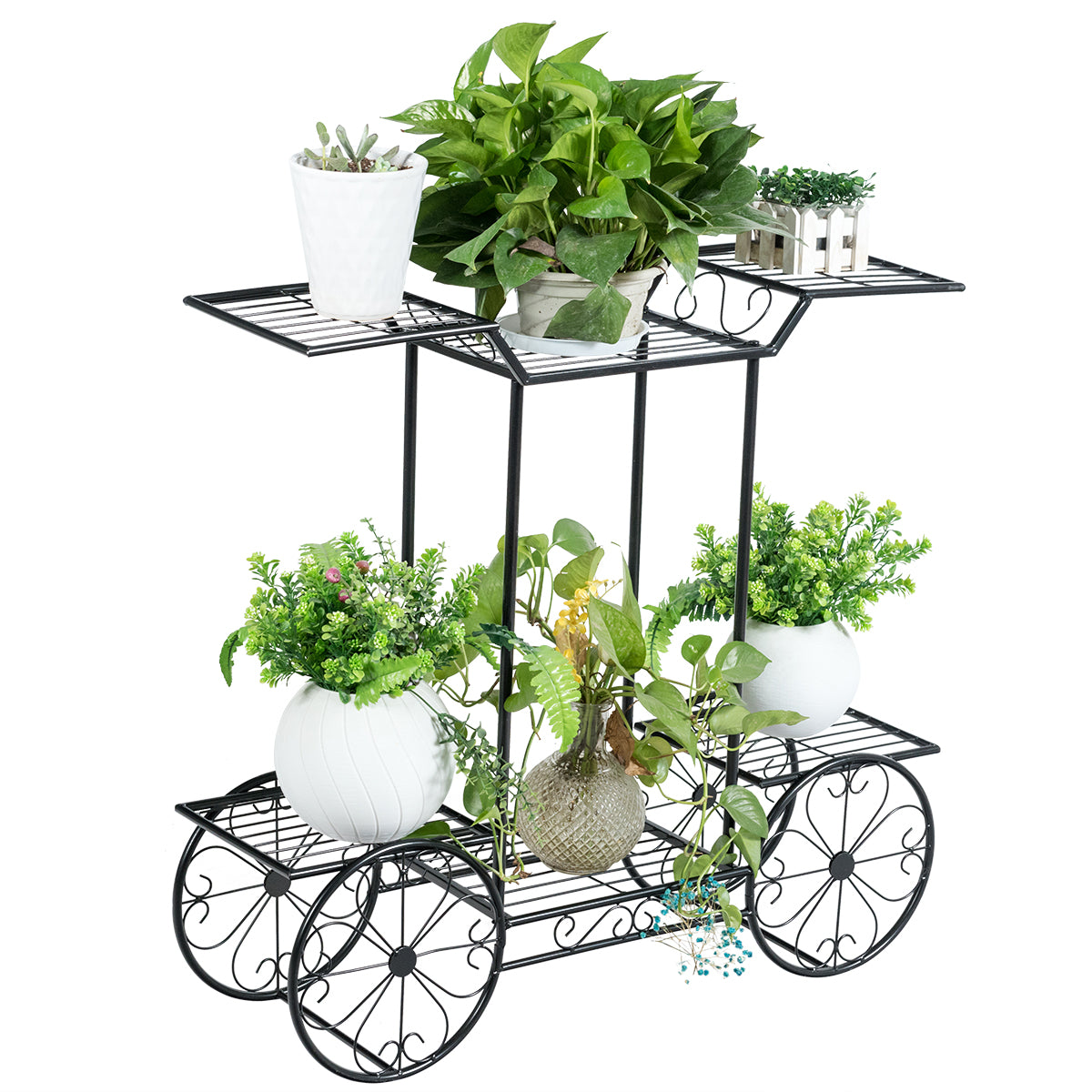 LIVSK Metalen Plantenstandaard - 6-laagse Parijse Karstijl - Robuust en Duurzaam - Voor Binnen en Buiten - 80,5 x 25 x 75 cm -