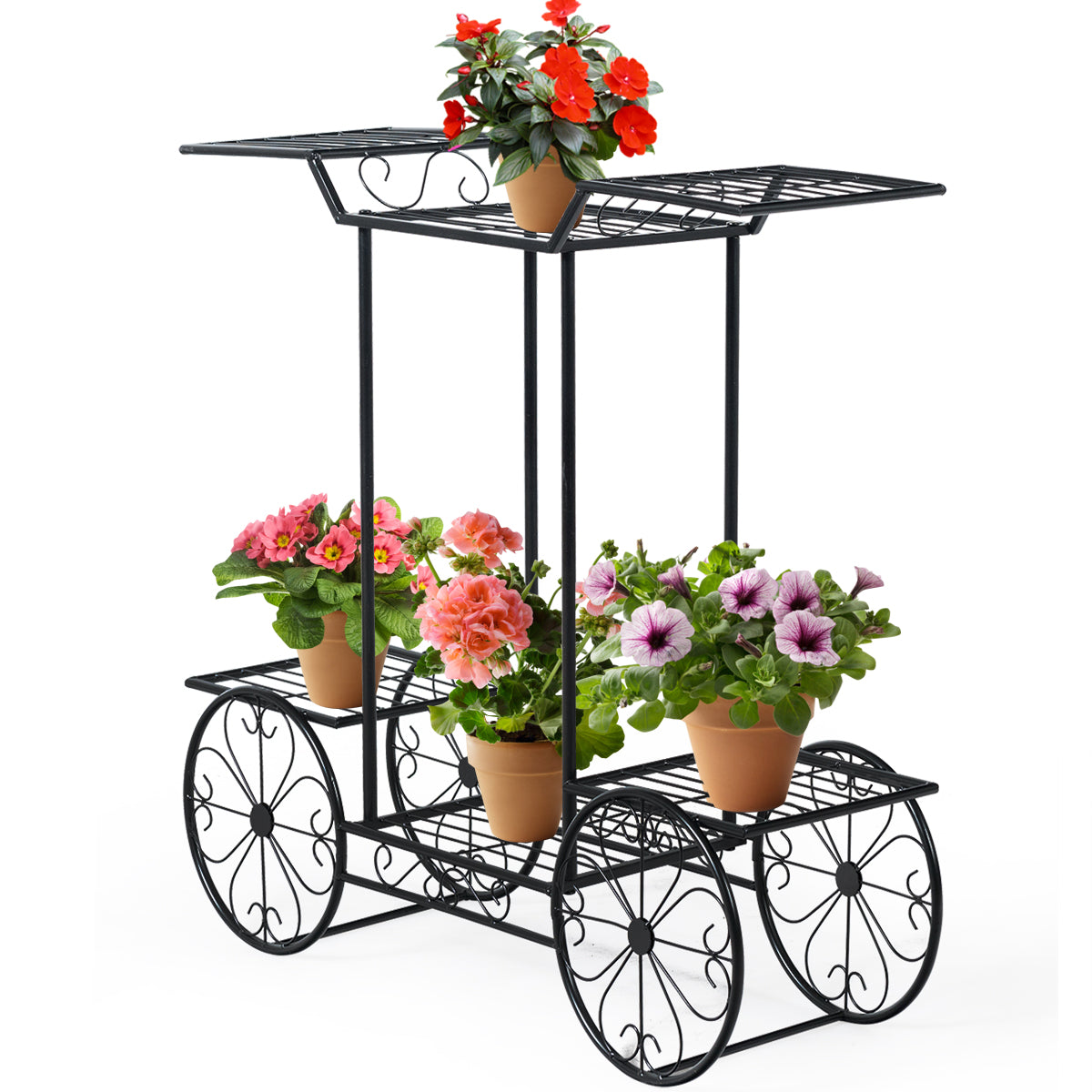 LIVSK Metalen Plantenstandaard - 6-laagse Parijse Karstijl - Robuust en Duurzaam - Voor Binnen en Buiten - 80,5 x 25 x 75 cm -
