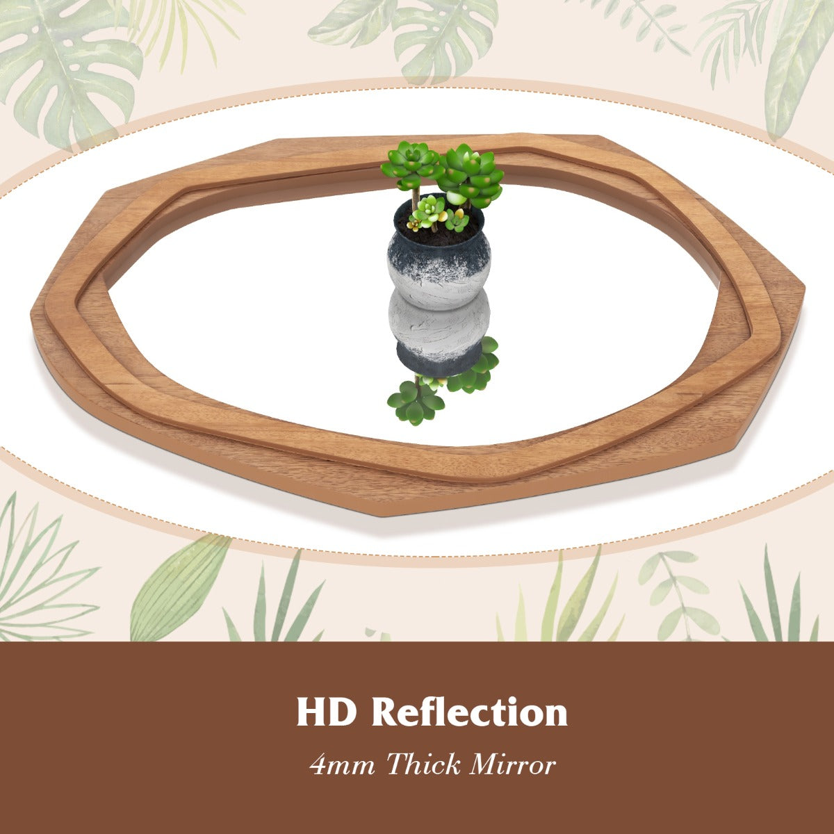 LIVSK Decoratieve Wandspiegel - Onregelmatig Frame - HD-Reflectie - Duurzaam Materiaal - Eenvoudige Installatie - Hout