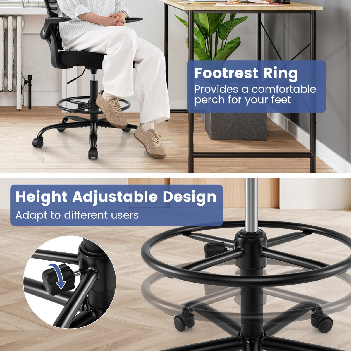 Livsk costway designstoel draaistoel met hoge rugleuning ergonomische sta bureaustoel 4
