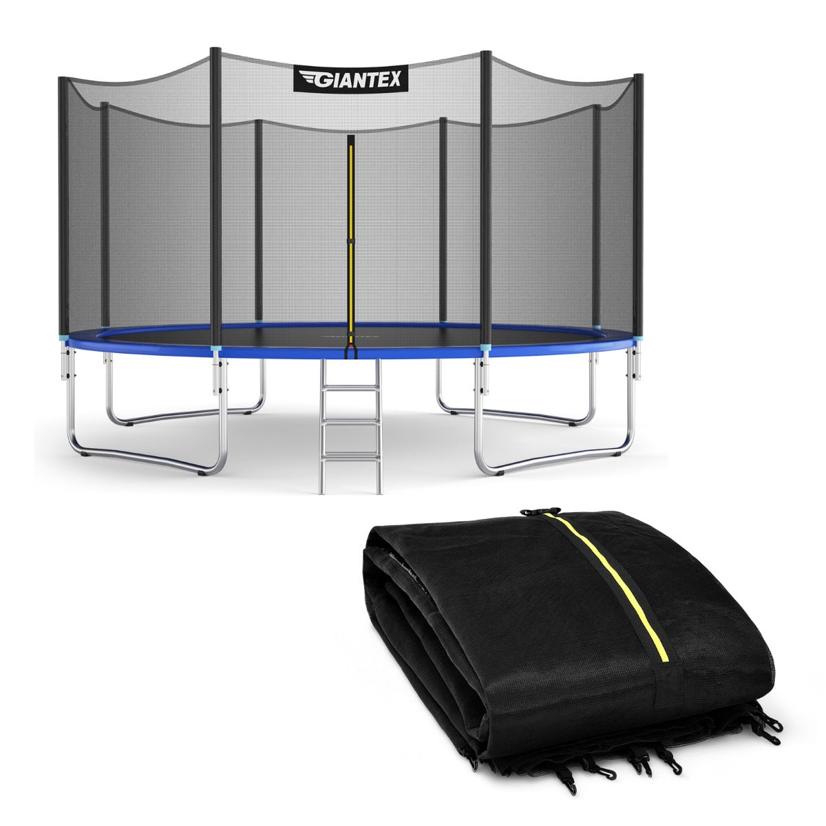 LIVSK Vervangingsnet voor Trampolines - PE-materiaal - Geschikt voor 427 cm - 180 cm Hoog - Dubbel-kopslot - Zwart