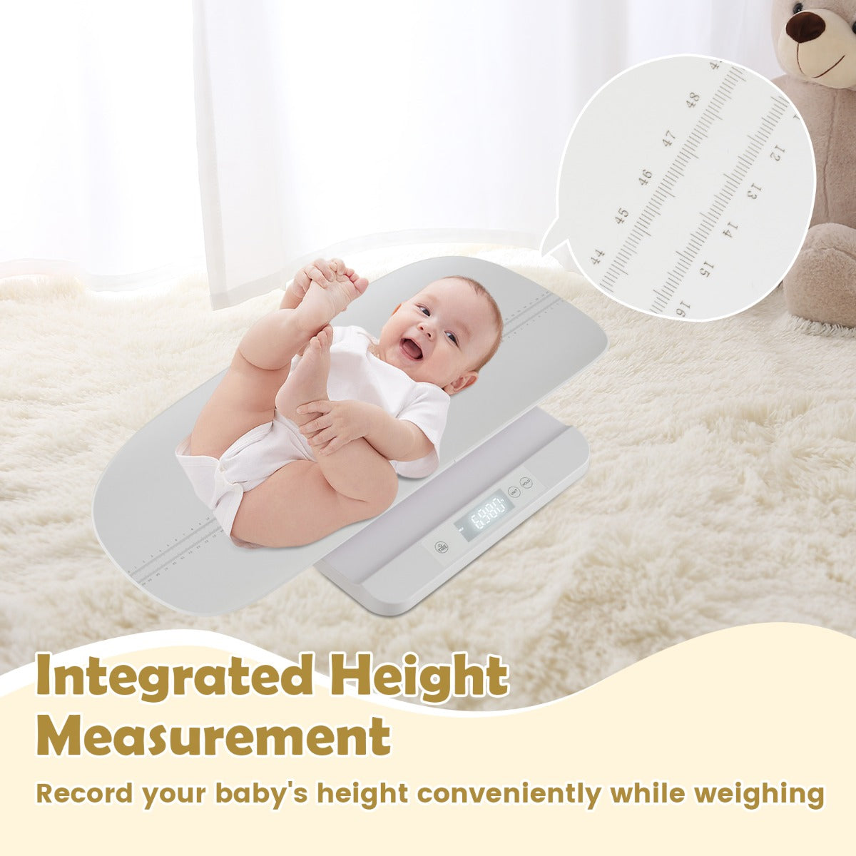 LIVSK Digitale Babyweegschaal - Afneembaar Plateau - LED-display - 50 g tot 150 kg - Groeitracking - Wit