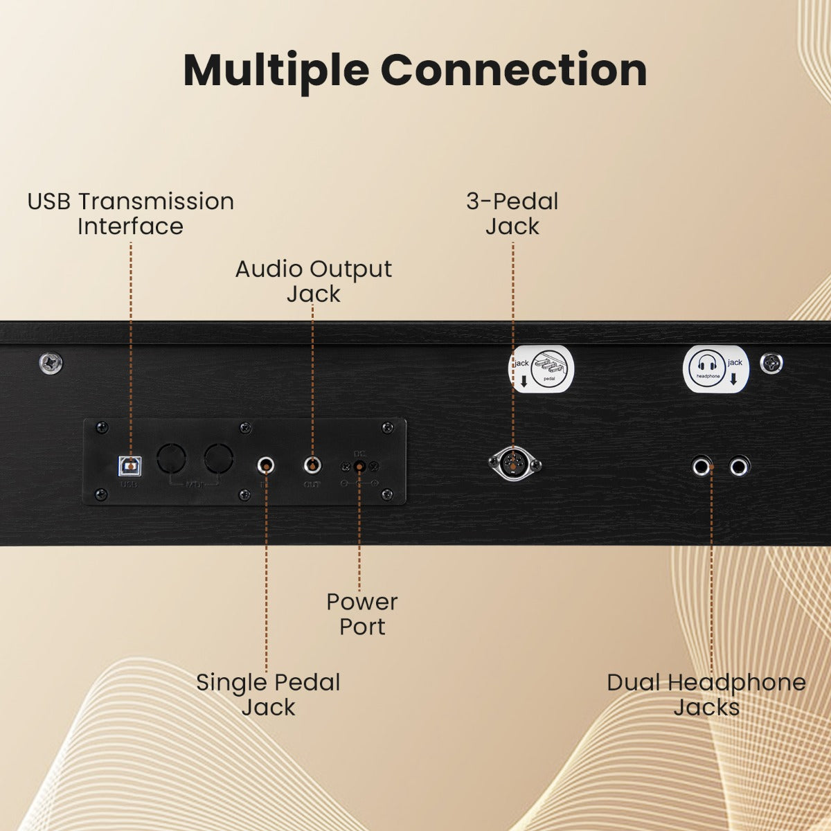 LIVSK Digitale Piano - 88 Gewogen Toetsen - 128 Ritmes en Tonen - Duetfunctie - USB-MIDI - Zwart