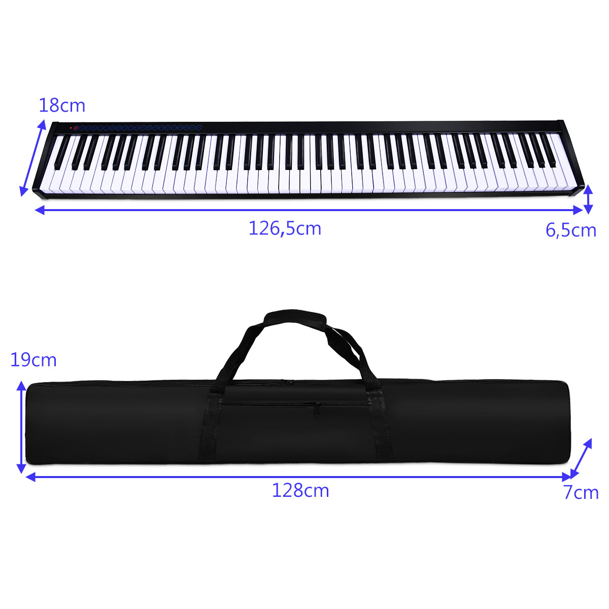 LIVSK Digitale Piano 88 Toetsen - Draagbare Tas - Dynamische Aanpassing - Bluetooth - Rijke Functionaliteit - Zwart + Wit