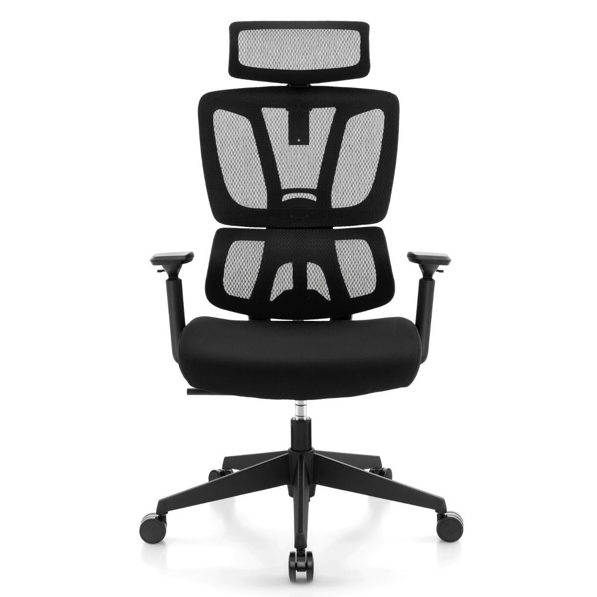 LIVSK Ergonomische Bureaustoel - Verstelbare Hoogte 117-126,5 cm - 360° Draaibaar - Lendensteun - Tot 160 kg - Zwart
