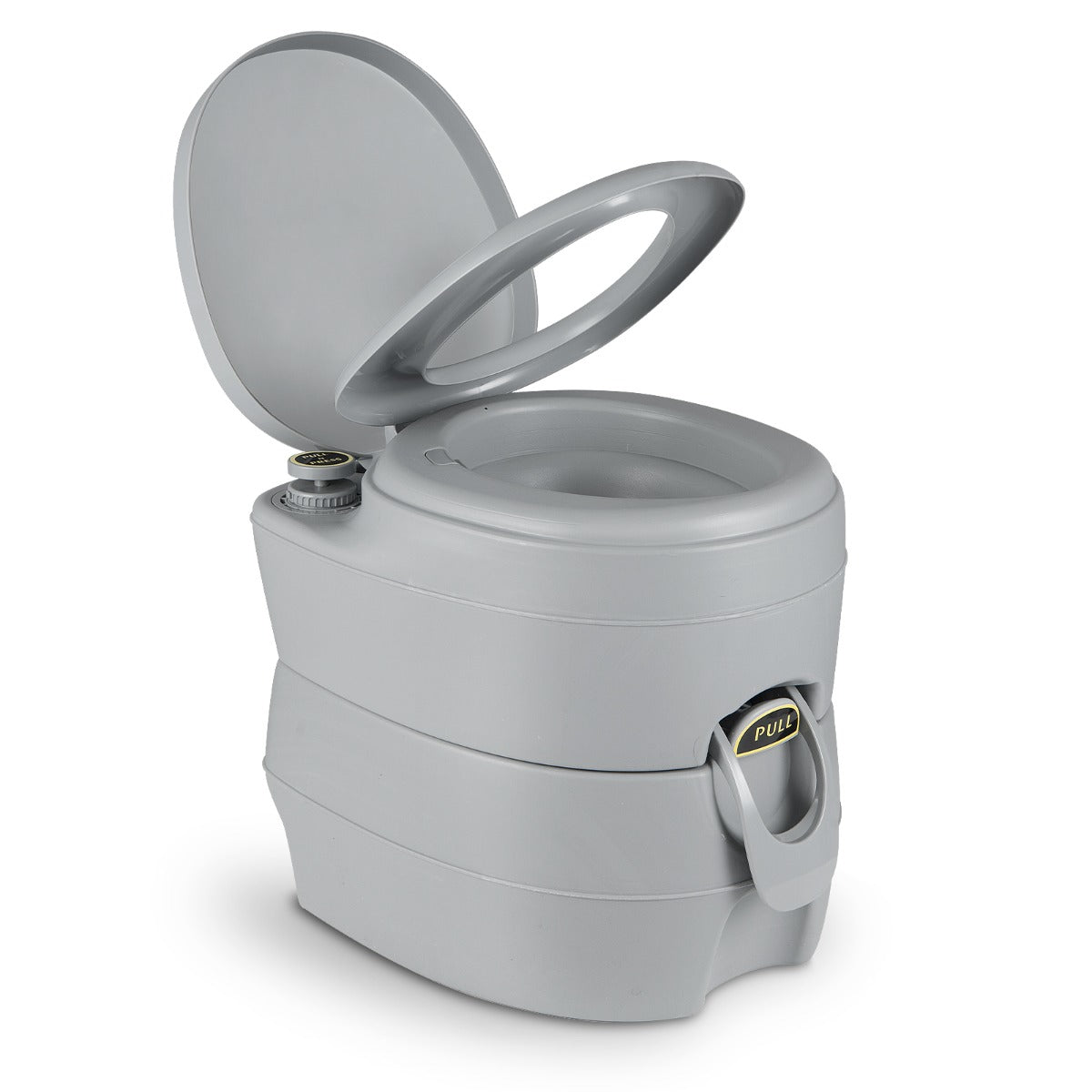 Livsk costway draagbaar toilet met afneembare 20 l afvalwatertank mobiel toilet met waterdichte zitting en spoelpomp campingtoilet voor bootvissers donkergrijs