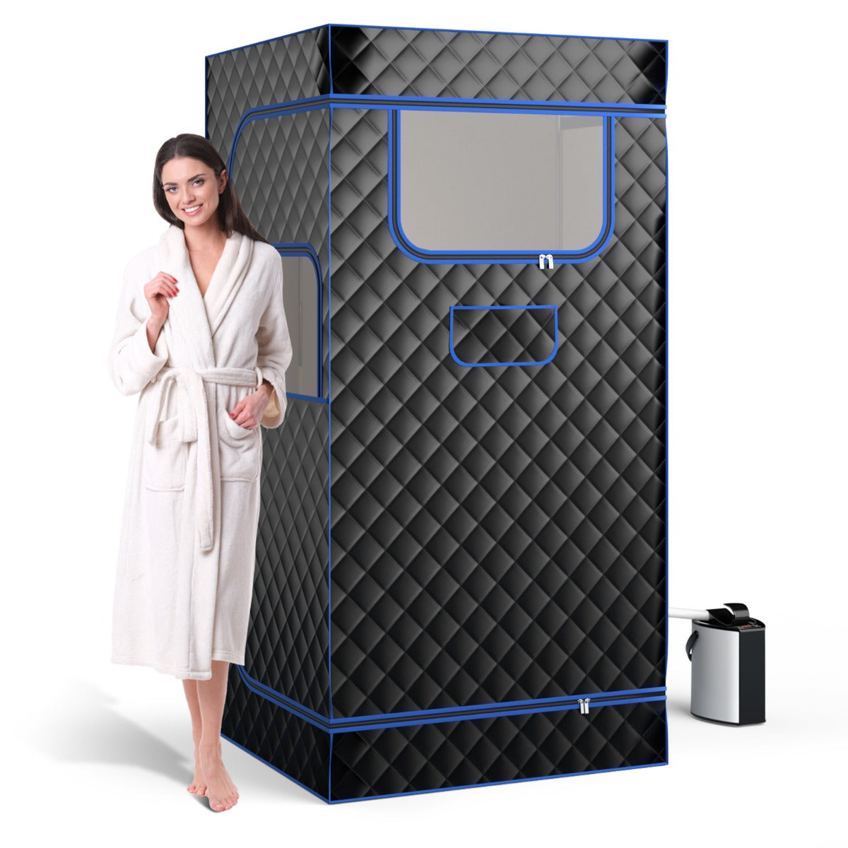 LIVSK Thuissauna Set - Draagbare Saunatent met Afstandsbediening - 3L Stoomgenerator - Inclusief Voetmassage en Klapstoel - Zwart