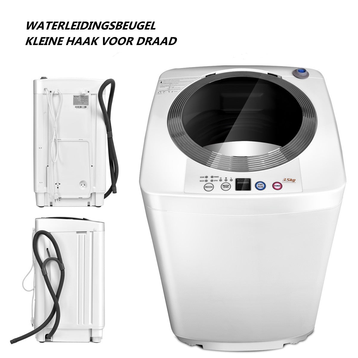 LIVSK Volautomatische Wasmachine - 3,5 kg Laadvermogen - 6 Programma's - Eenvoudige Bediening - Compact - Wit