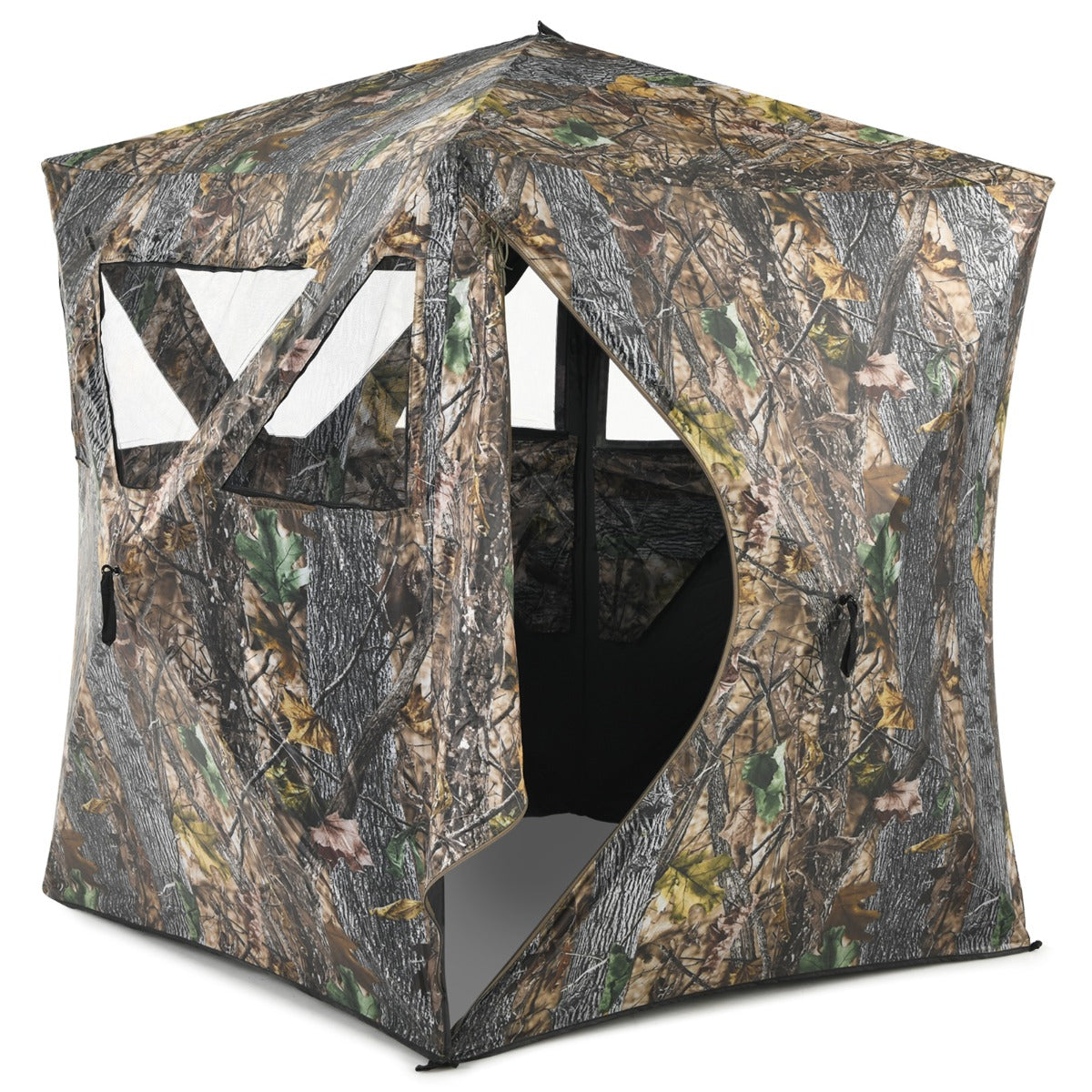 LIVSK Professionele Jachthut voor 3 Personen - Pop-up Ontwerp met Schietpoorten - Duurzaam en Stevig - Camouflage