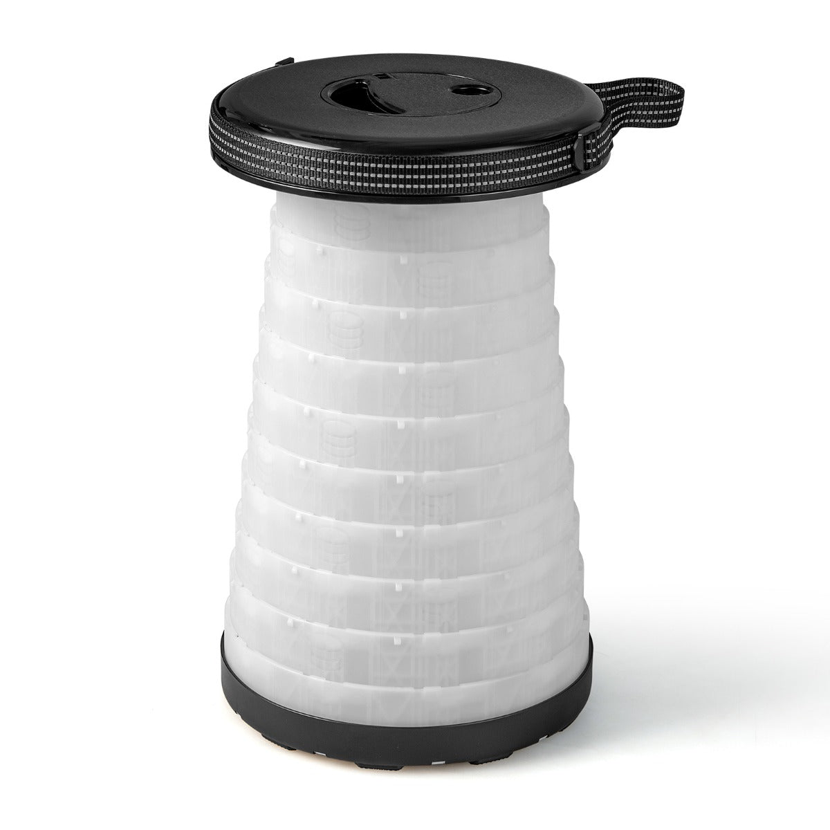 LIVSK Campingset - 3-delige Set met Klaptafel en 2 Uittrekbare Krukken - Ingebouwde Ledverlichting - Draagbaar - Grijs