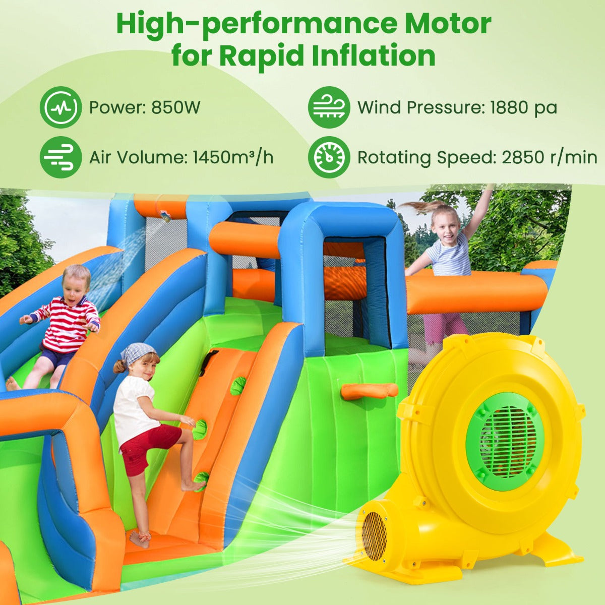 LIVSK Elektrische Luchtblazer 850W - Krachtige Luchtstroom - Slagvaste Behuizing - Waterdichte Schakelaar - 43 x 26 x 40 cm - Geel