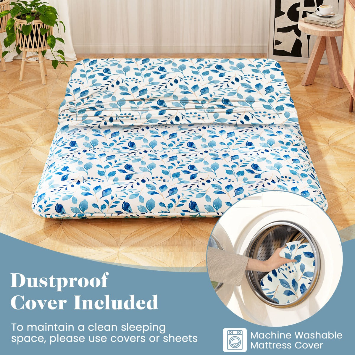 LIVSK Multifunctionele Matras - Hoogdicht Polyester Vulling - Afneembare Hoes - Draagtas - Voor Vloer, Camping of Kinderen -