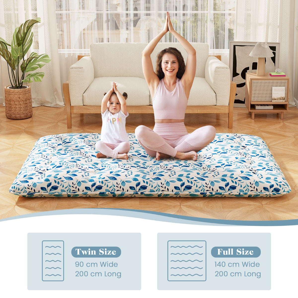 LIVSK Multifunctionele Matras - Hoogdicht Polyester Vulling - Afneembare Hoes - Draagtas - Voor Vloer, Camping of Kinderen -