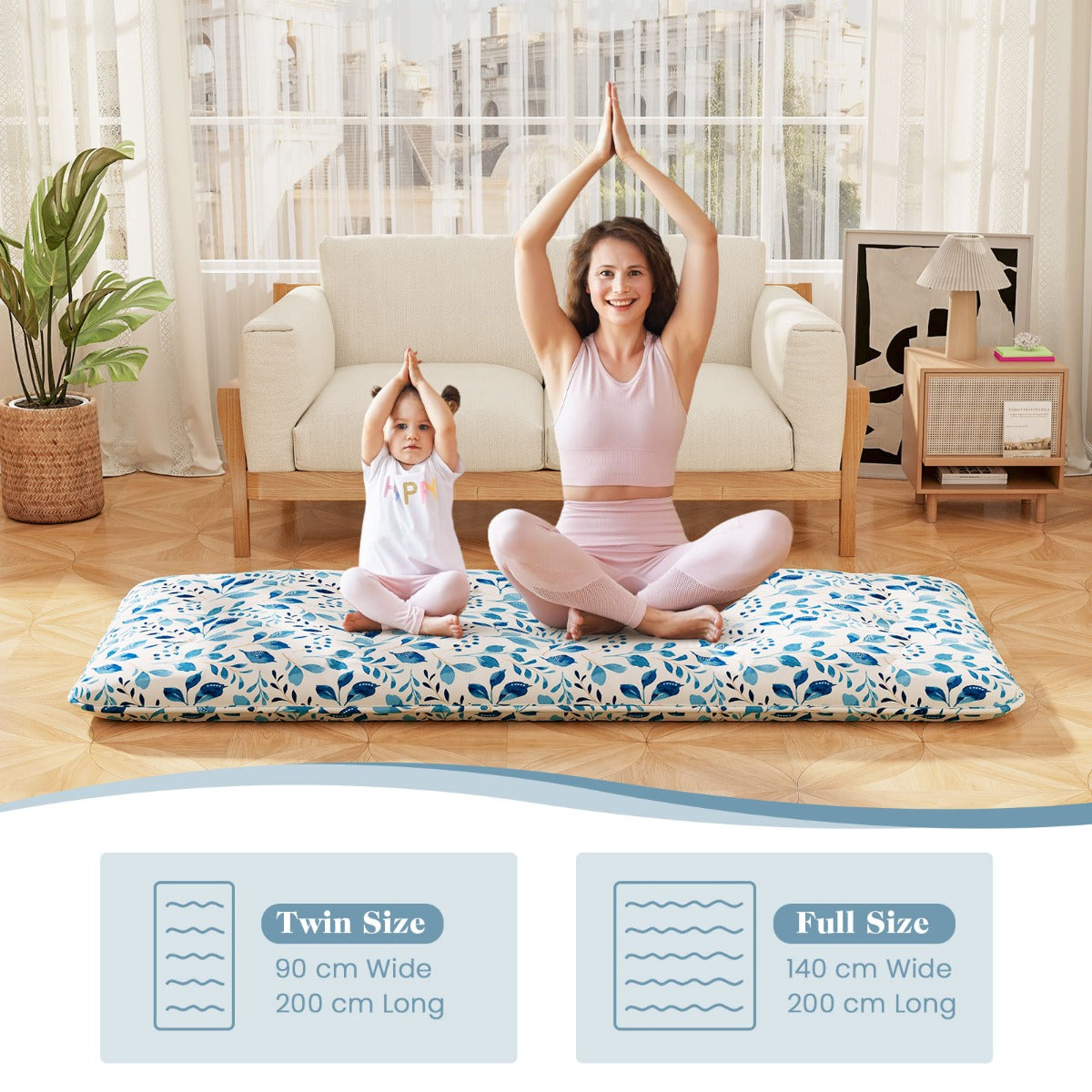 LIVSK Multifunctionele Matras - Draagbaar en Machinewasbaar - Hoge Dichtheid Vulling - Ideaal voor Slapen en Kamperen - Blauw 200