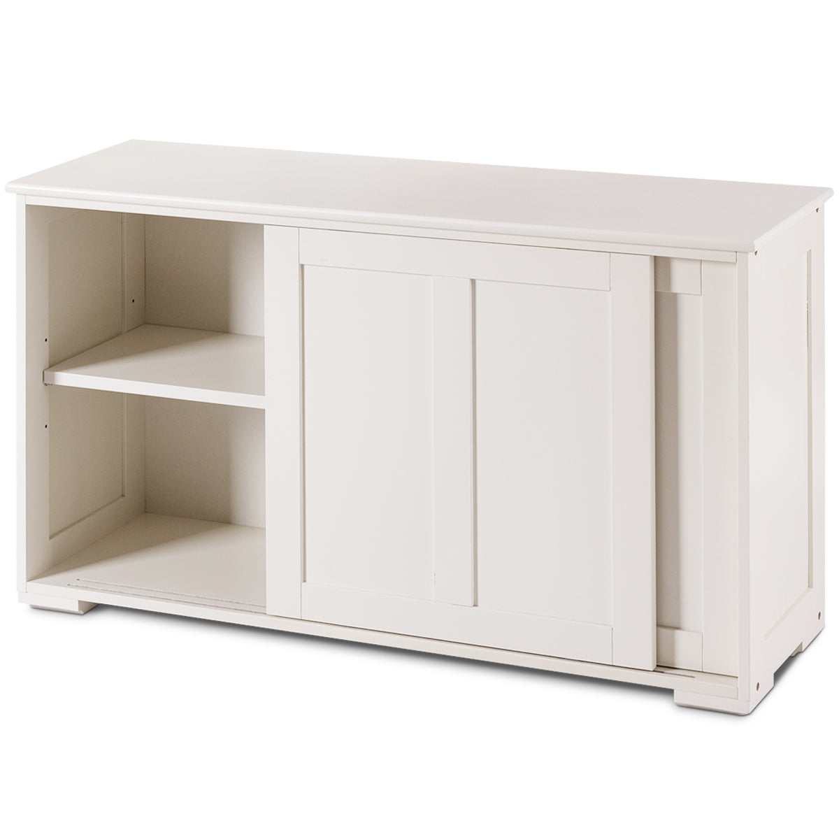 LIVSK Multifunctioneel Dressoir met Schuifdeuren - Ruime Plank - Verstelbare Hoogte - Veilig met Afgeronde Randen - Wit