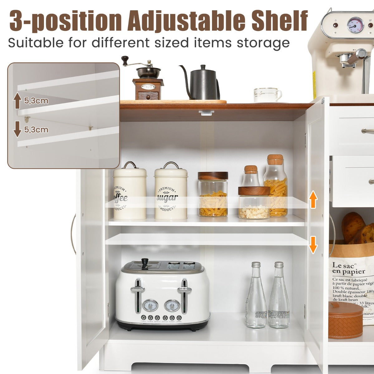 LIVSK Buffetkast - 2 Lades, 2 Kasten, Verstelbare Plank - Robuust MDF - Eenvoudig Onderhoud - 100 x 40 x 78 cm - Wit