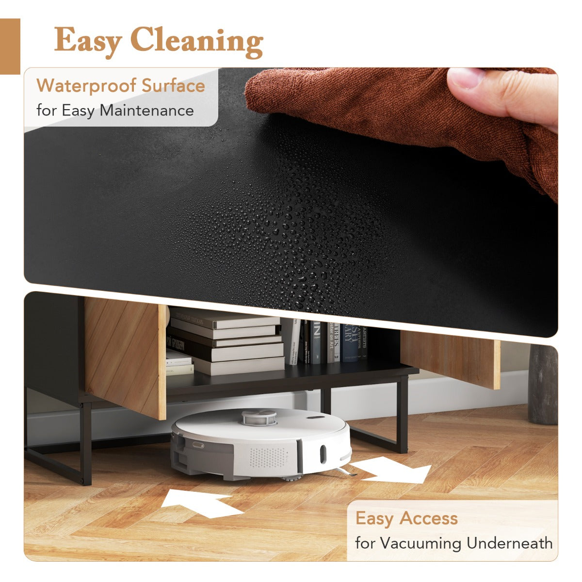 LIVSK Modern Dressoir - Ruim Bovenblad - 2 Grote Compartimenten - Nerf Dennenhout - Duurzaam - 80 x 40 x 80 cm - Wit