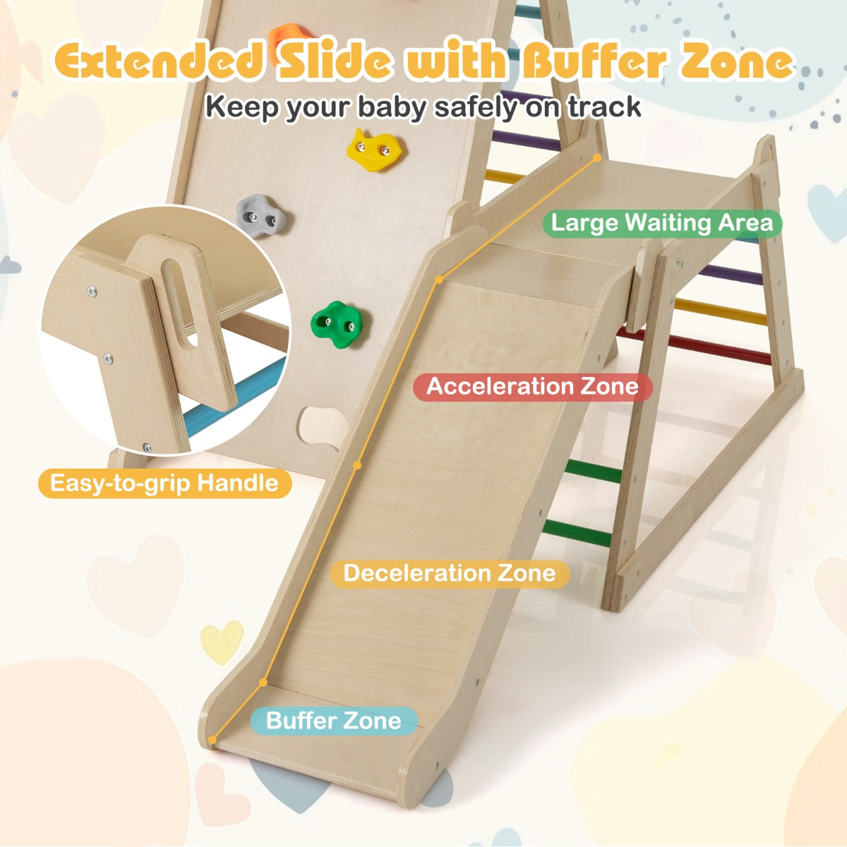 Livsk costway drie in een klimrek met glijbaan klimrek met ladder houten klimset multicolor 3