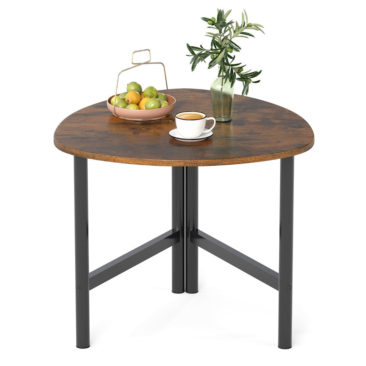 Livsk costway driehoekige salontafel industriele salontafel driehoekige bijzettafel van hout voor de woonkamer 1