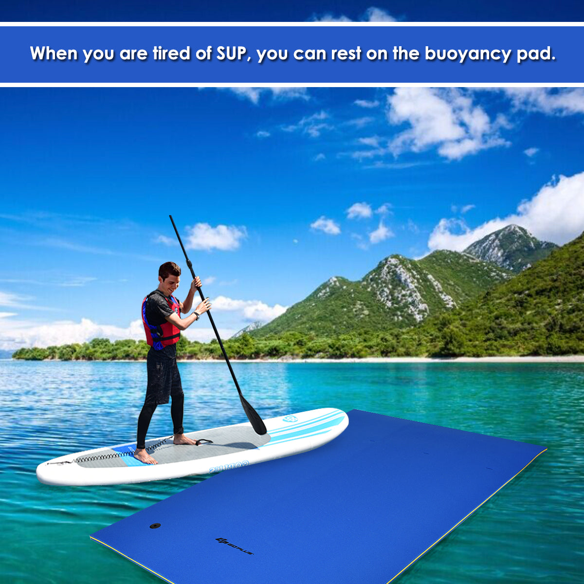 LIVSK Zwevende Waterligstoel - Ergonomisch en Opvouwbaar - Voor 3-5 Personen - Max. 300 kg - 270 x 180 x 3,5 cm - Blauw