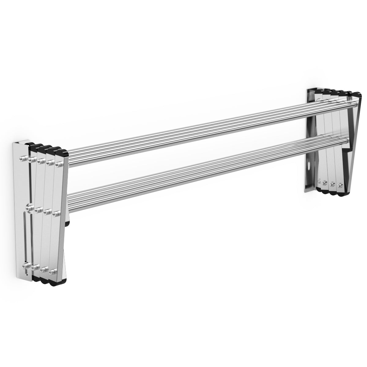 LIVSK Uitschuifbare Wand Waslijn - 8 Stangen - Ruimtebesparend en Duurzaam - Voor Kleding en Handdoeken - Zilver
