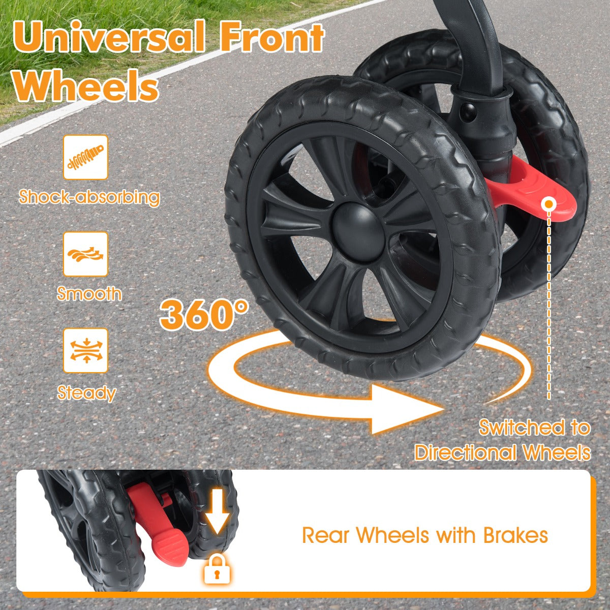Livsk costway dubbele kinderwagen met 4 wielen voor honden opvouwbare jogger voor honden met 2 zitplaatsen grijs 3