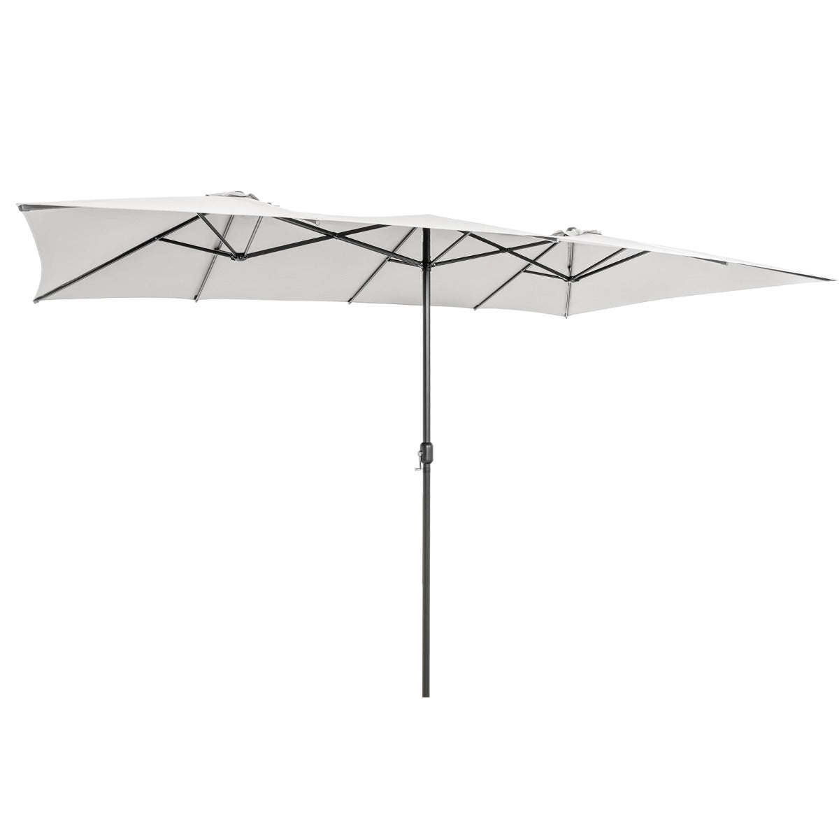 LIVSK Dubbelzijdige Parasol - 426 x 265 x 260 cm - UV-Bescherming - Handig Zwengelmechanisme - Stevige Metaalstructuur - Beige