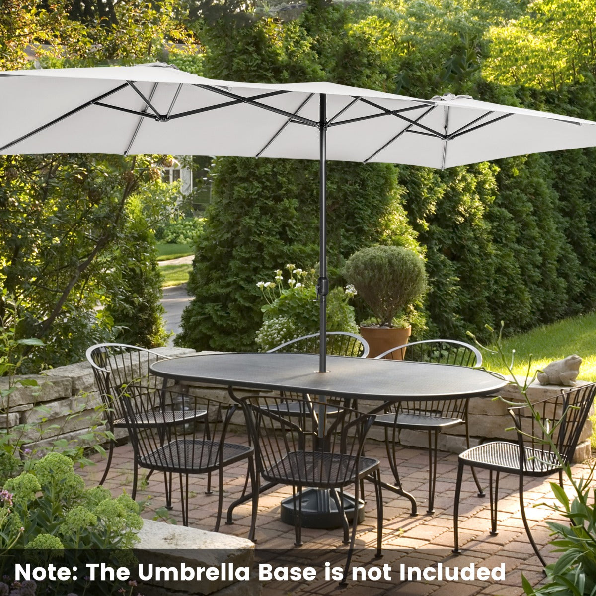 LIVSK Dubbelzijdige Parasol - 426 x 265 x 260 cm - UV-Bescherming - Handig Zwengelmechanisme - Stevige Metaalstructuur - Beige