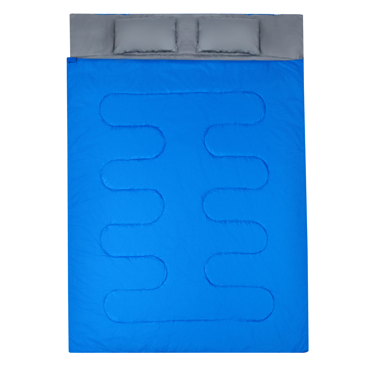 LIVSK Dubbele Slaapzak 2 Persoons - Waterdicht - 2-in-1 met Kussens - Voor Extreem Weer - Draagtas Inclusief - Blauw