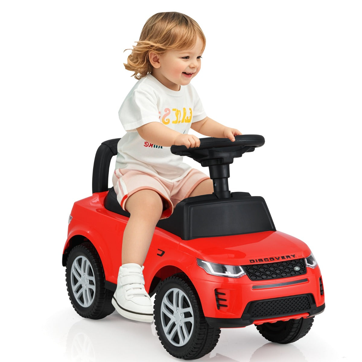 LIVSK Loopauto met Opbergruimte - Realistische Toeter en Geluiden - Stabiel 4-Wielontwerp - Max. 25 kg - Rood