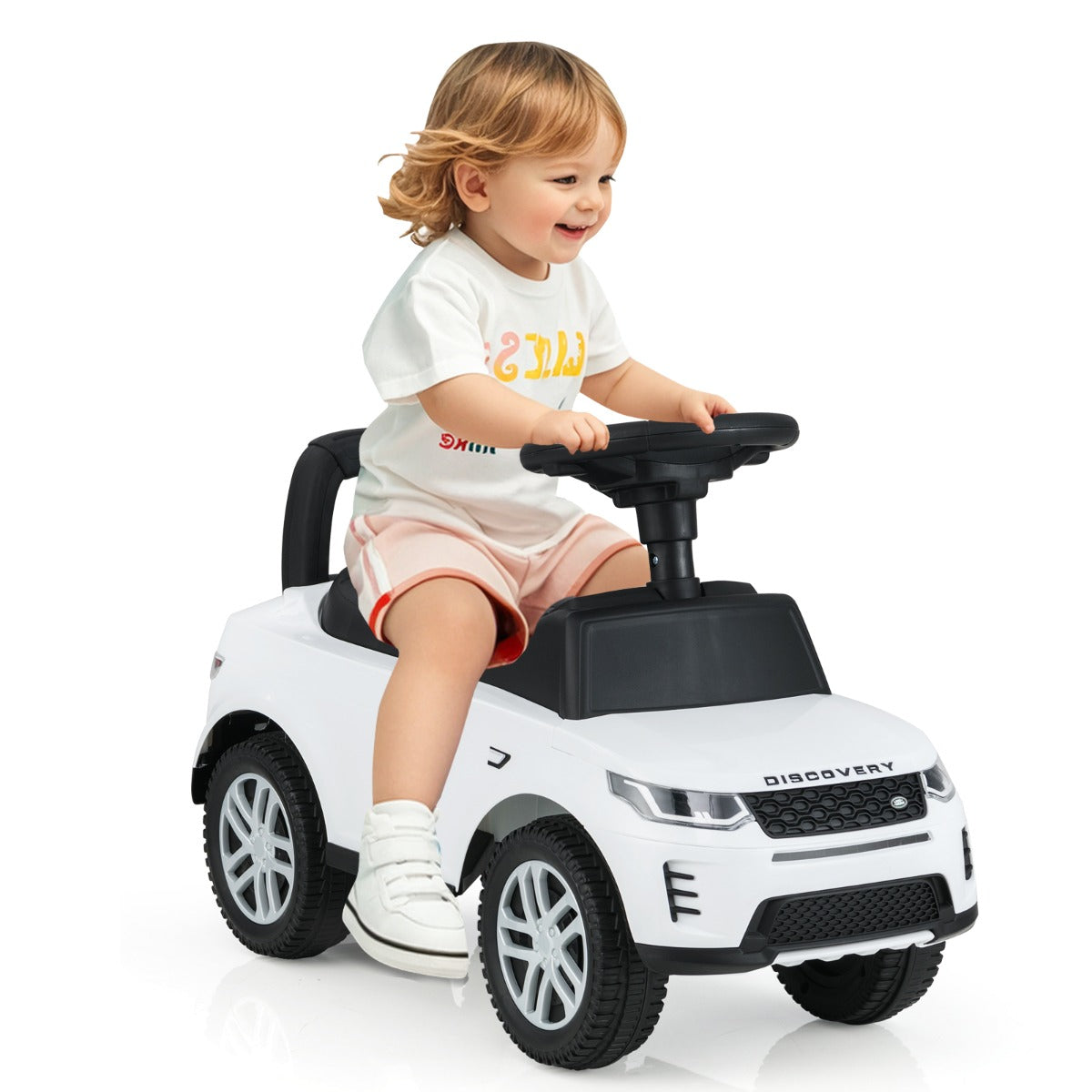 LIVSK Loopauto voor Kinderen - Glijspeelgoed met Opbergruimte - Realistische Toeter en Motorgeluiden - Veilig en Duurzaam - Wit