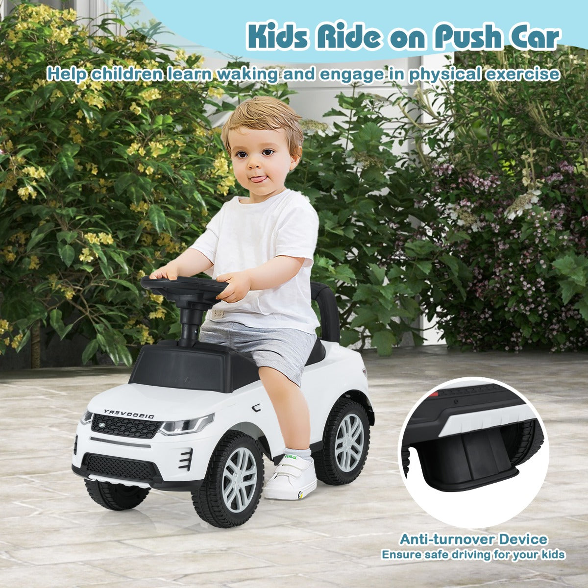 LIVSK Loopauto voor Kinderen - Glijspeelgoed met Opbergruimte - Realistische Toeter en Motorgeluiden - Veilig en Duurzaam - Wit