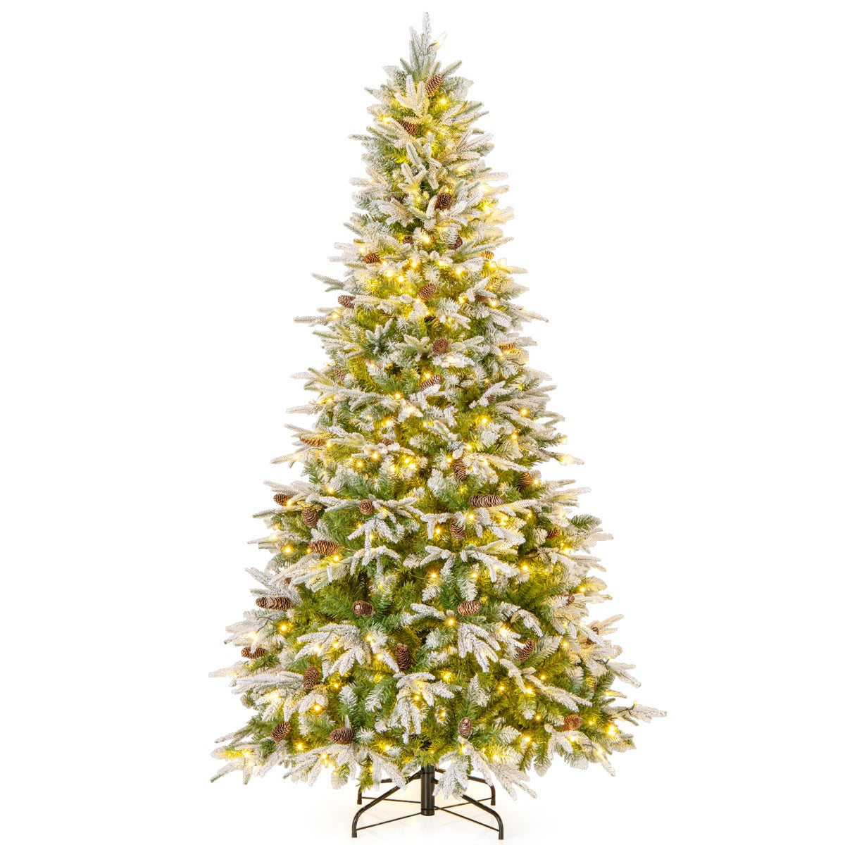 Livsk costway een 225 cm hoge verlichte kerstboom met een scharnierconstructie