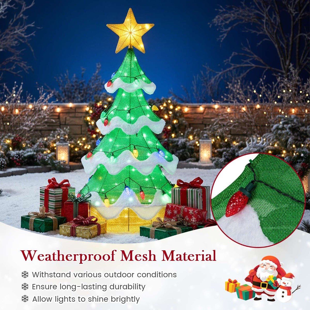 Livsk costway een verlichte kerstboom van 130 cm met 34 gekleurde lampjes waaronder warmgroene en gele ledlampjes 5