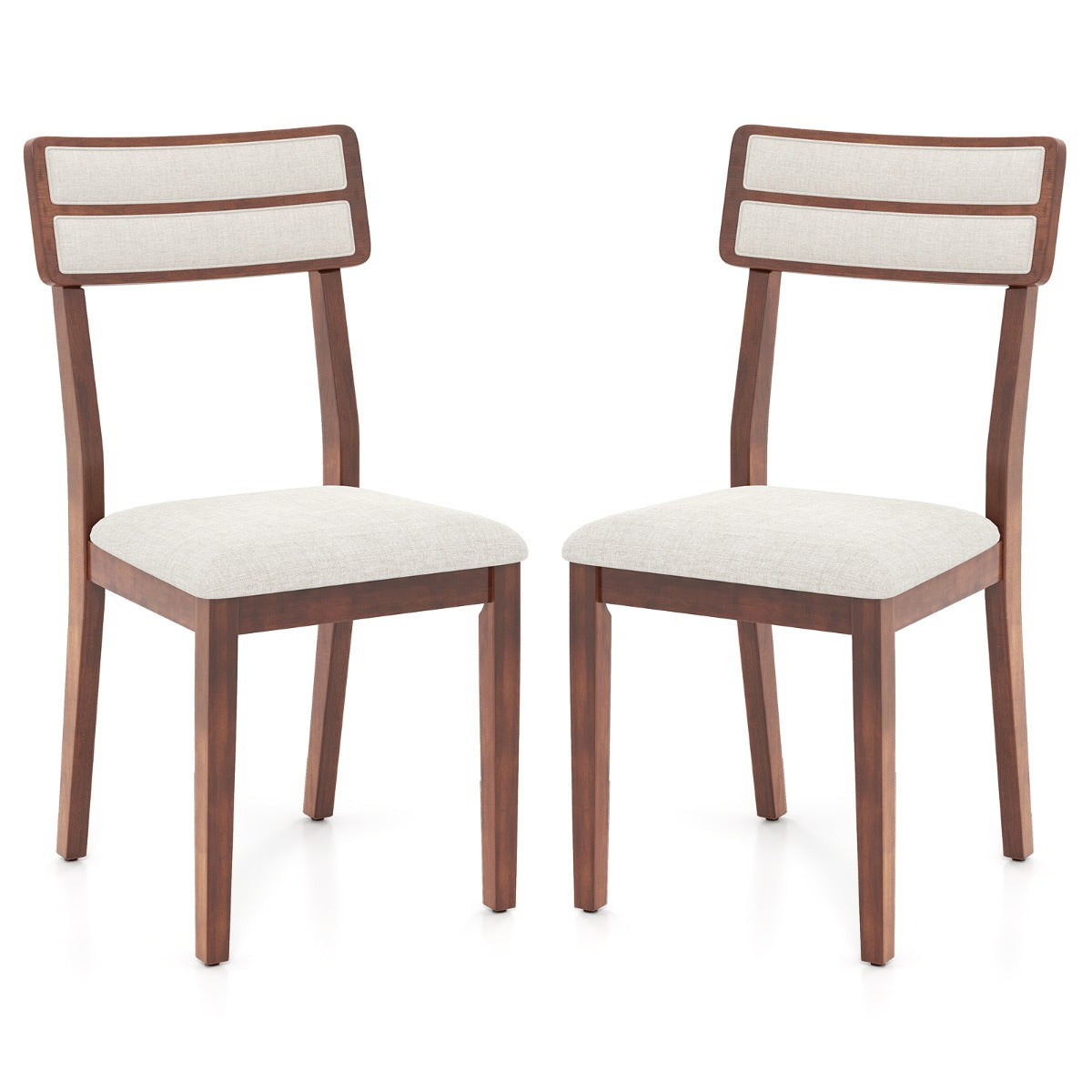 Livsk costway eetkamerset met 2 stoelen en tafel rustieke stijl met rubberhouten poten stoelen met hoge rugleuning en vulling voor kleine ruimtes 2