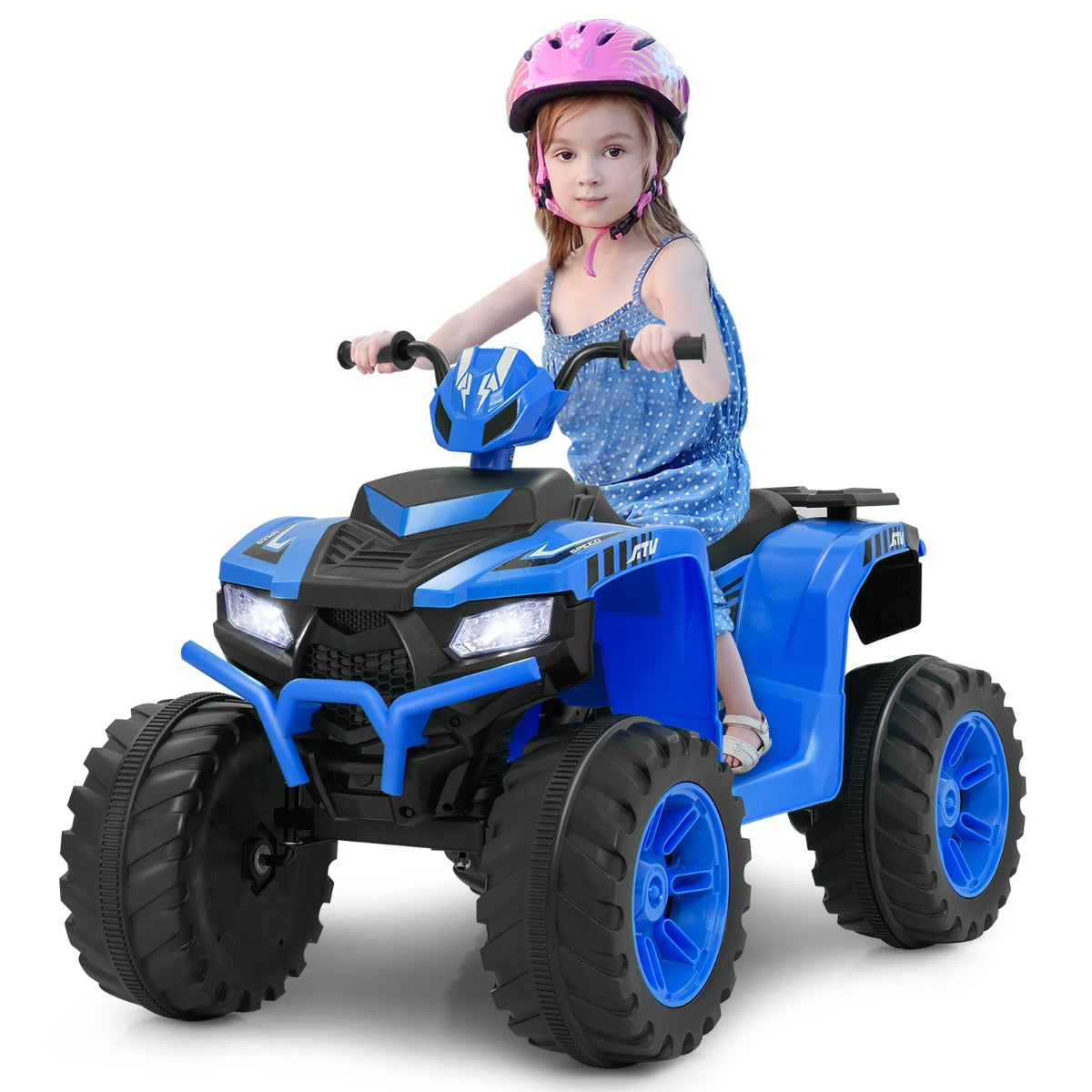 LIVSK Kinder Elektrische Quad - Ingebouwd Mediacentrum - Veilig met Zachte Start - 2 Snelheden - Geschikt voor 3-8 jaar - Blauw