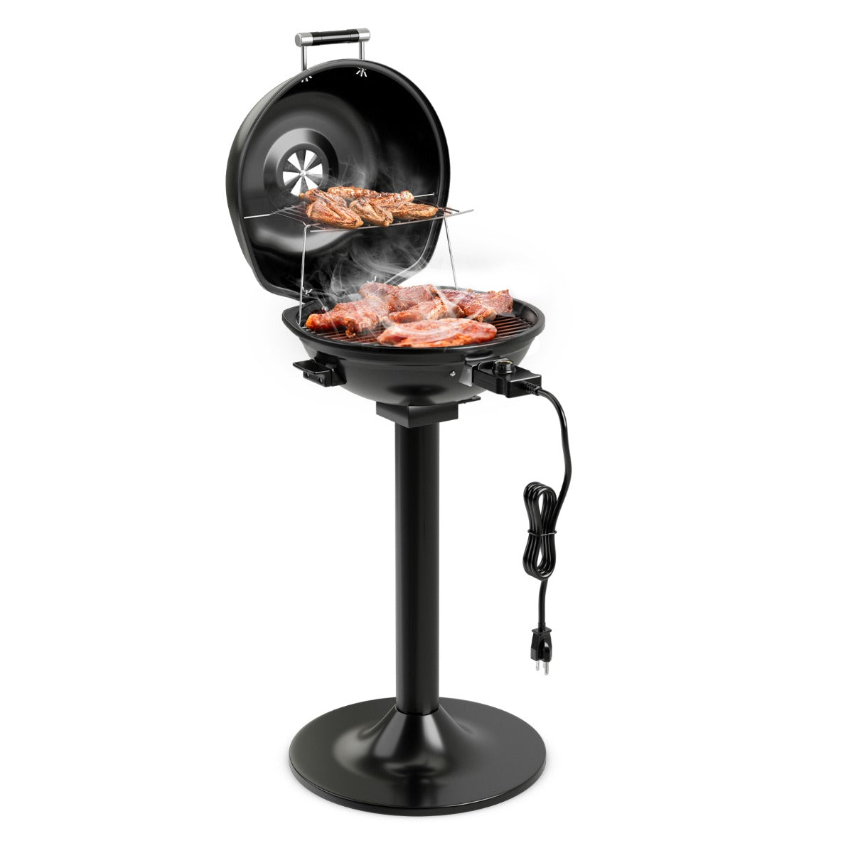 Livsk costway elektrische barbecue draagbare staande grill met verwijderbaar antiaanbakrooster