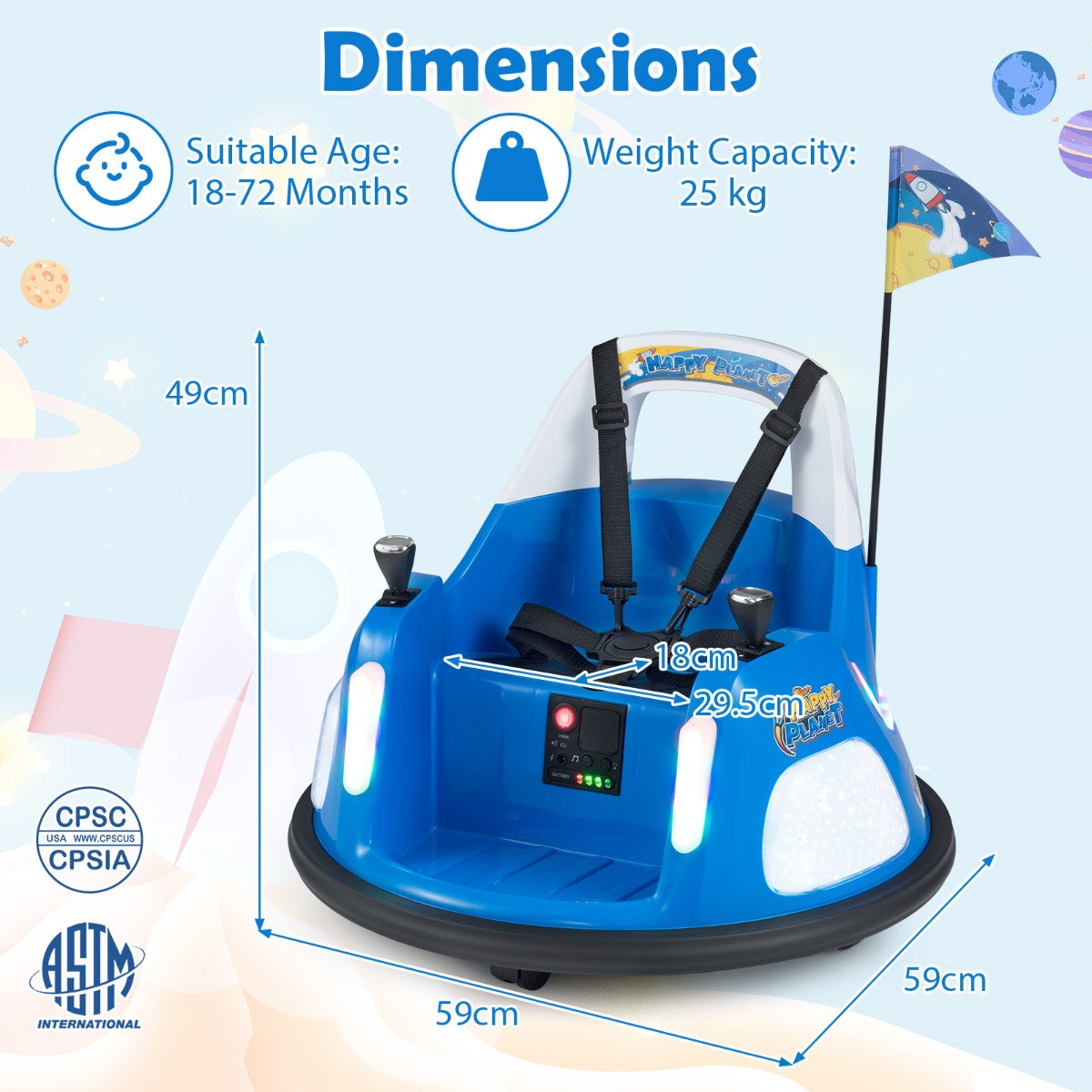 Livsk costway elektrische botsauto voor kinderen met knipperende lichten afstandsbediening en dubbele joysticks 360 draaibaar marineblauw 2