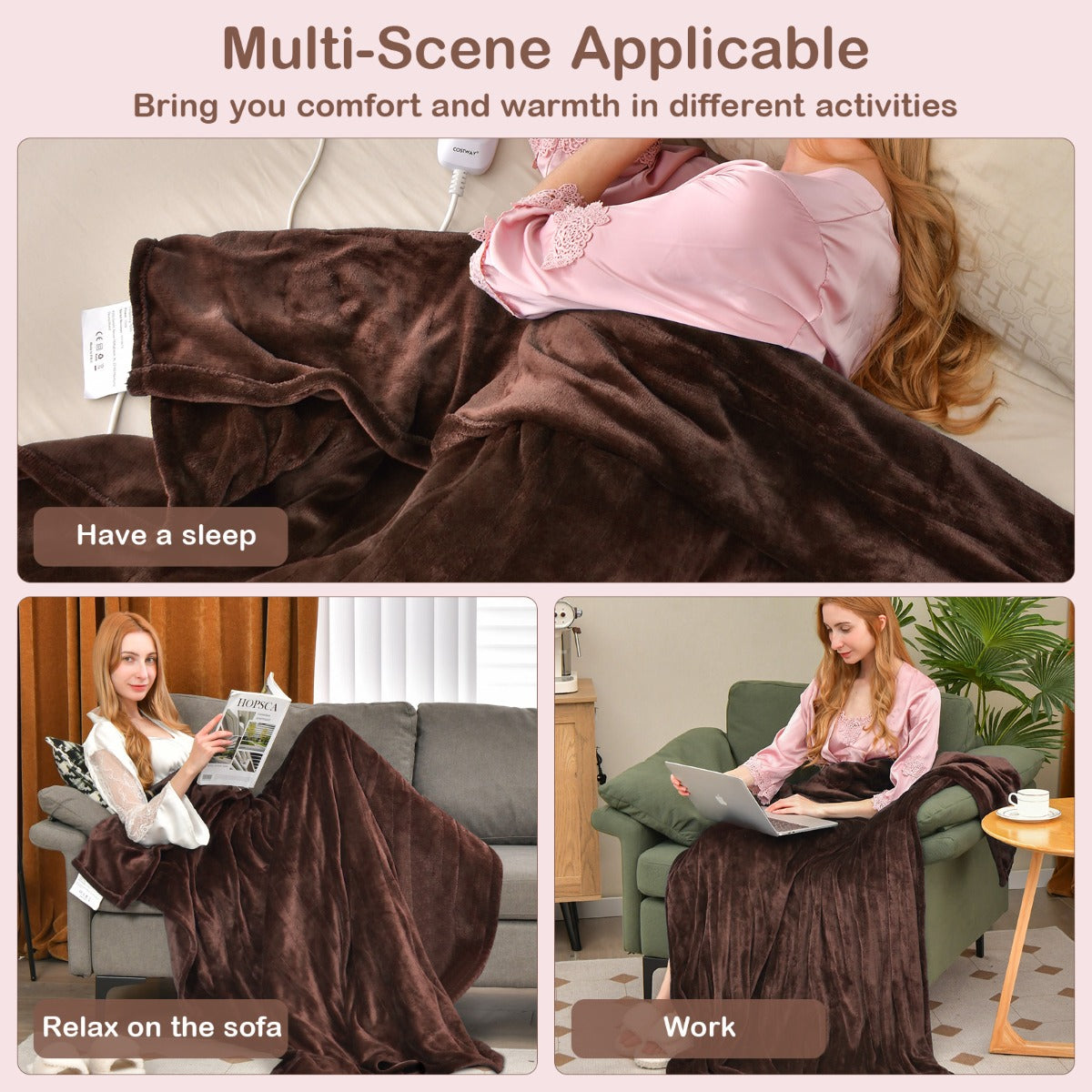 LIVSK Elektrische Deken - 4 Verwarmingsniveaus - Automatische Uitschakeling - Afstandsbediening - Machinewasbaar - 130 x 180 cm -