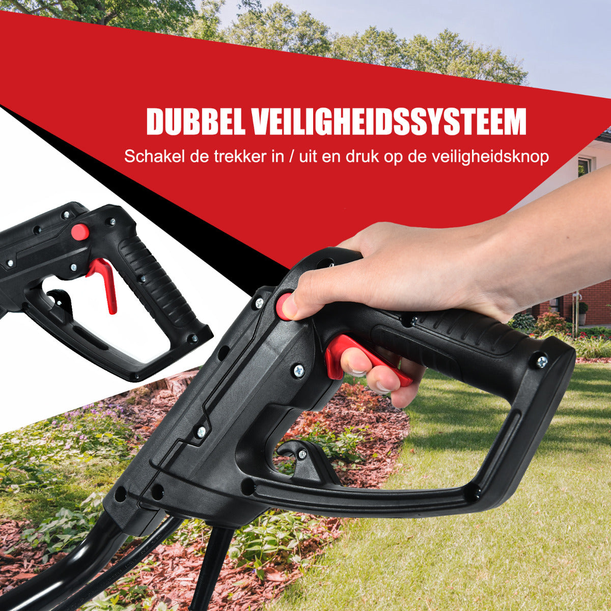 LIVSK Minicultivator Elektrisch - 13,5A Motor - 6 Messen - 43 cm Werkbreedte - 22 cm Werkdiepte - Veilig en Opvouwbaar -